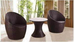 Woven furniture patio chairs and table